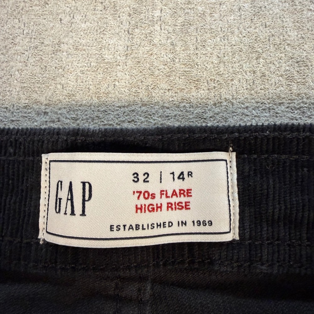Gap 70s Flare Pants Womens 14R Black Corduroy High Rise Stretch Retro Pockets - Picture 2 of 10
